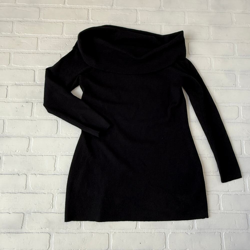 Open Edit Women's Black Off the Shoulder Knit Tunic Sweater sz L